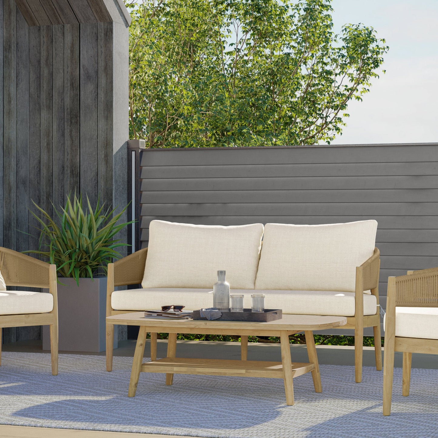 Outdoor Sofa with Curved Back and Arm