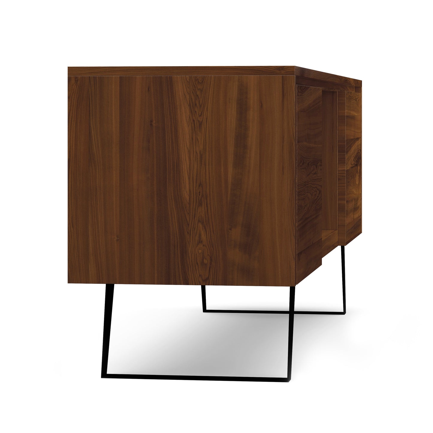 Pioneer TV Stand for TVs Up To 70 Inches with 2 Side Doors, Open Central Shelves and Metal Angled Legs