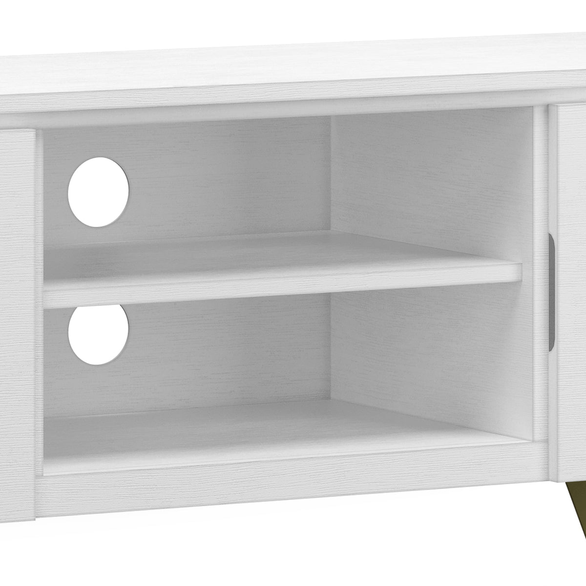 Pioneer TV Stand for TVs Up To 70 Inches with 2 Side Doors, Open Central Shelves and Metal Angled Legs