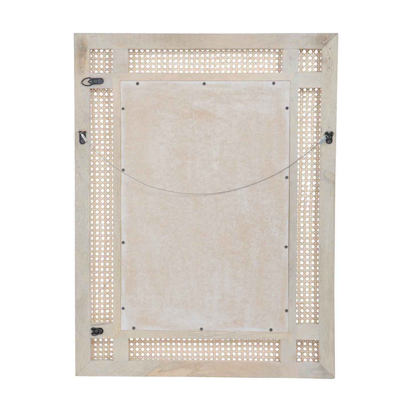 Wall Mirror with Mango Wood Frame and Wicker Border
