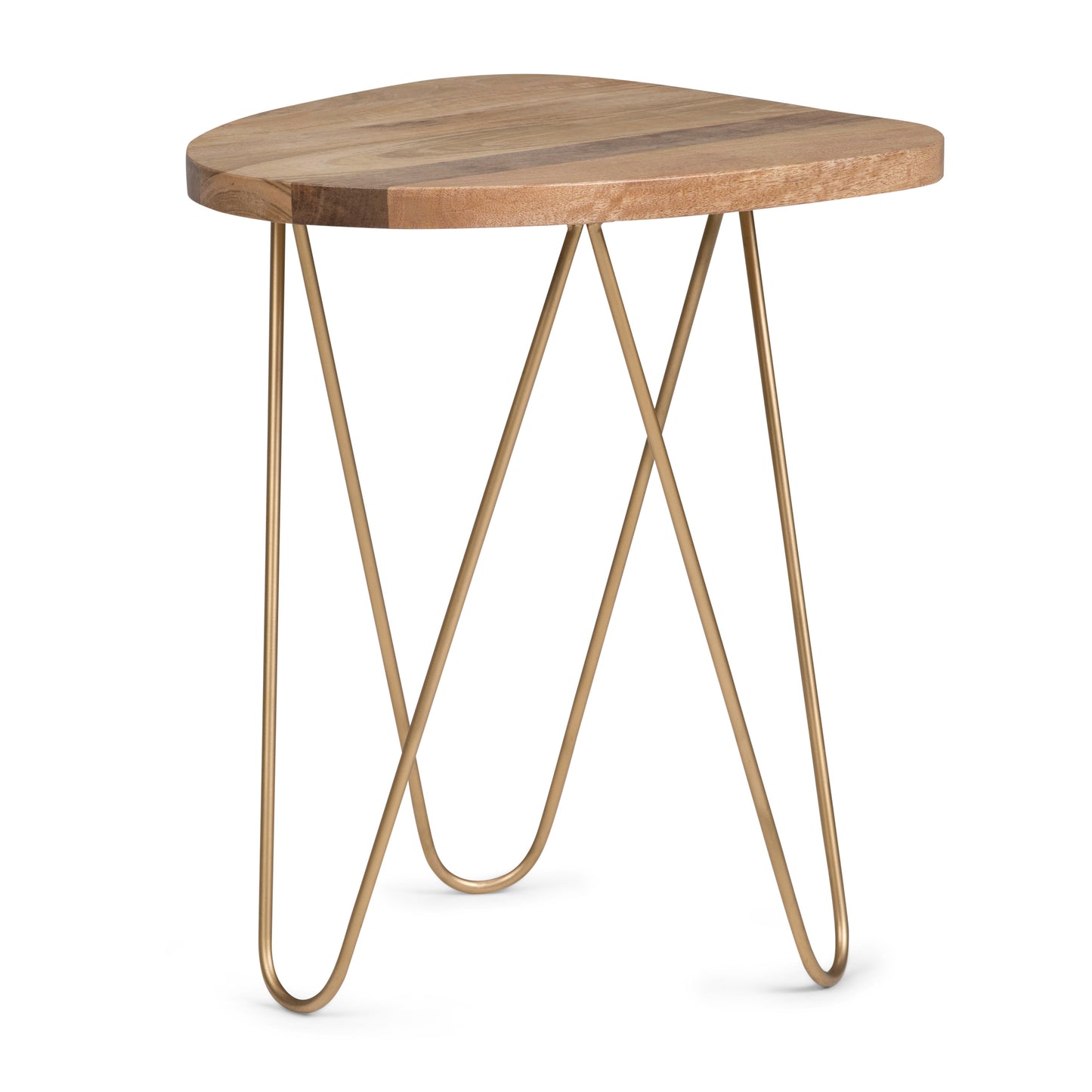 Wooden Accent Table with Metal Hair Pin Legs