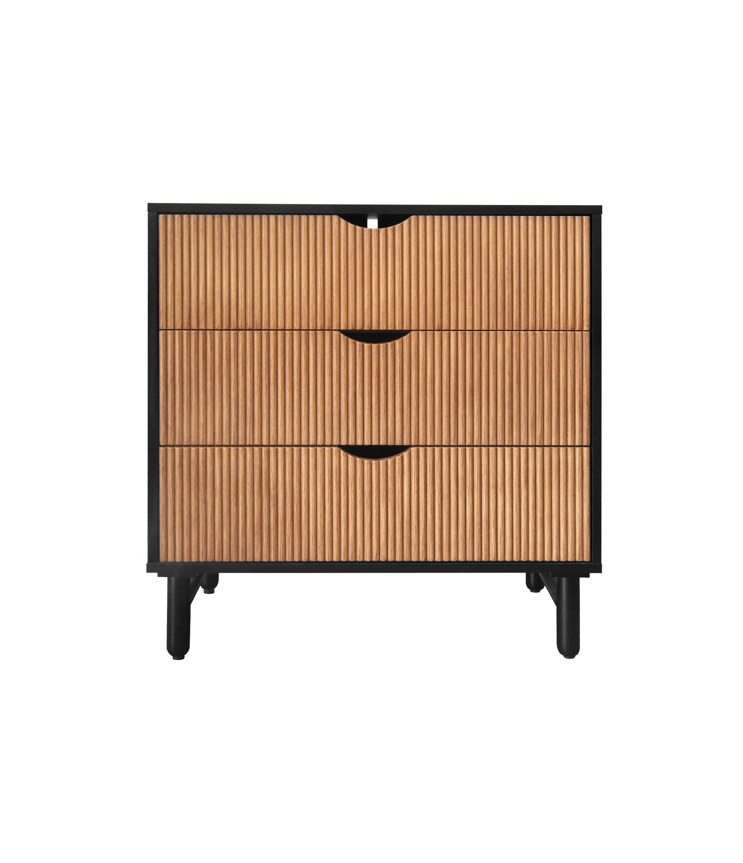 Particle Board Cabinet with Wave Pattern and 3 Drawers