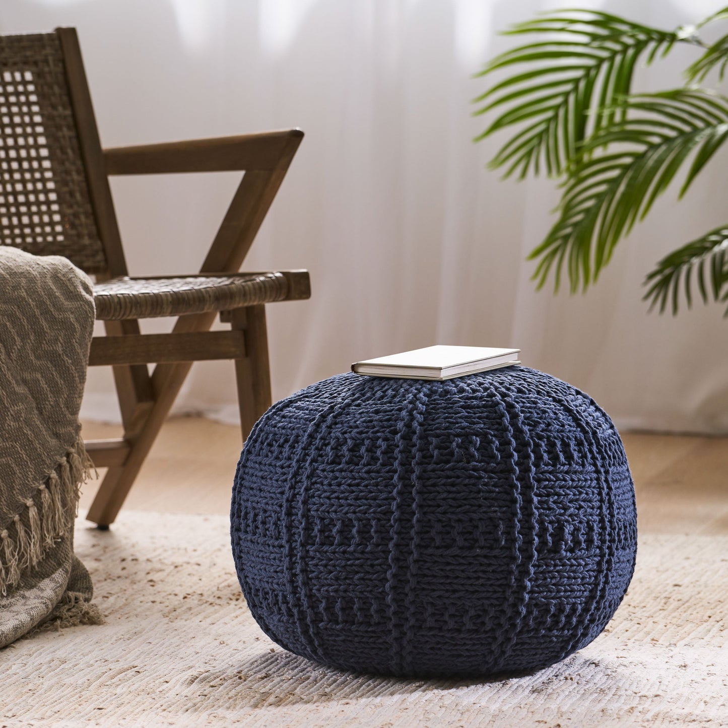 Fathomer Knitted Cotton Round Pouf