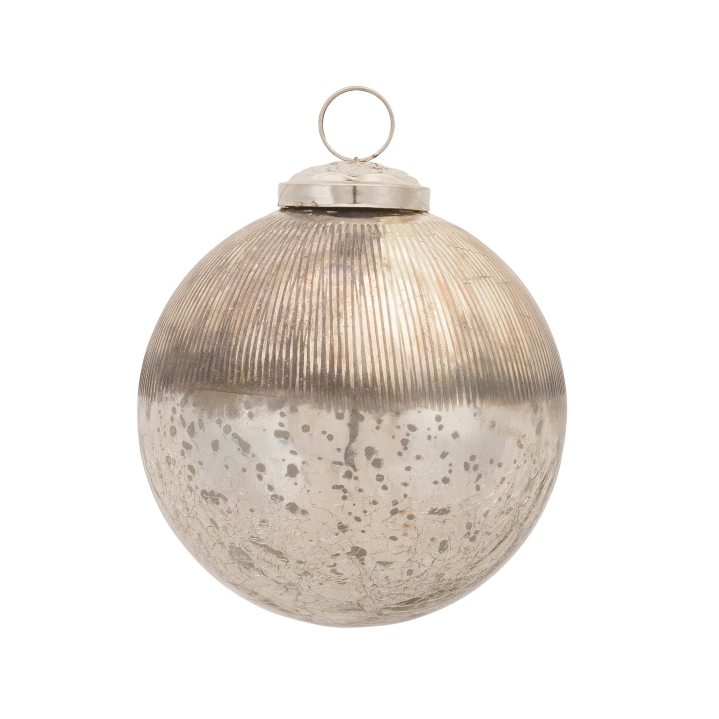 Distressed Crackle Glass Ball Ornament, Set of 12
