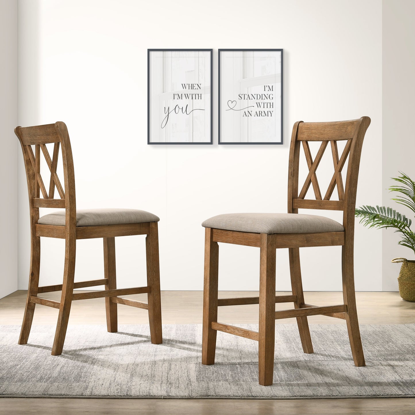 Cross-Buck Wood 5-Piece Counter Height Dining Set