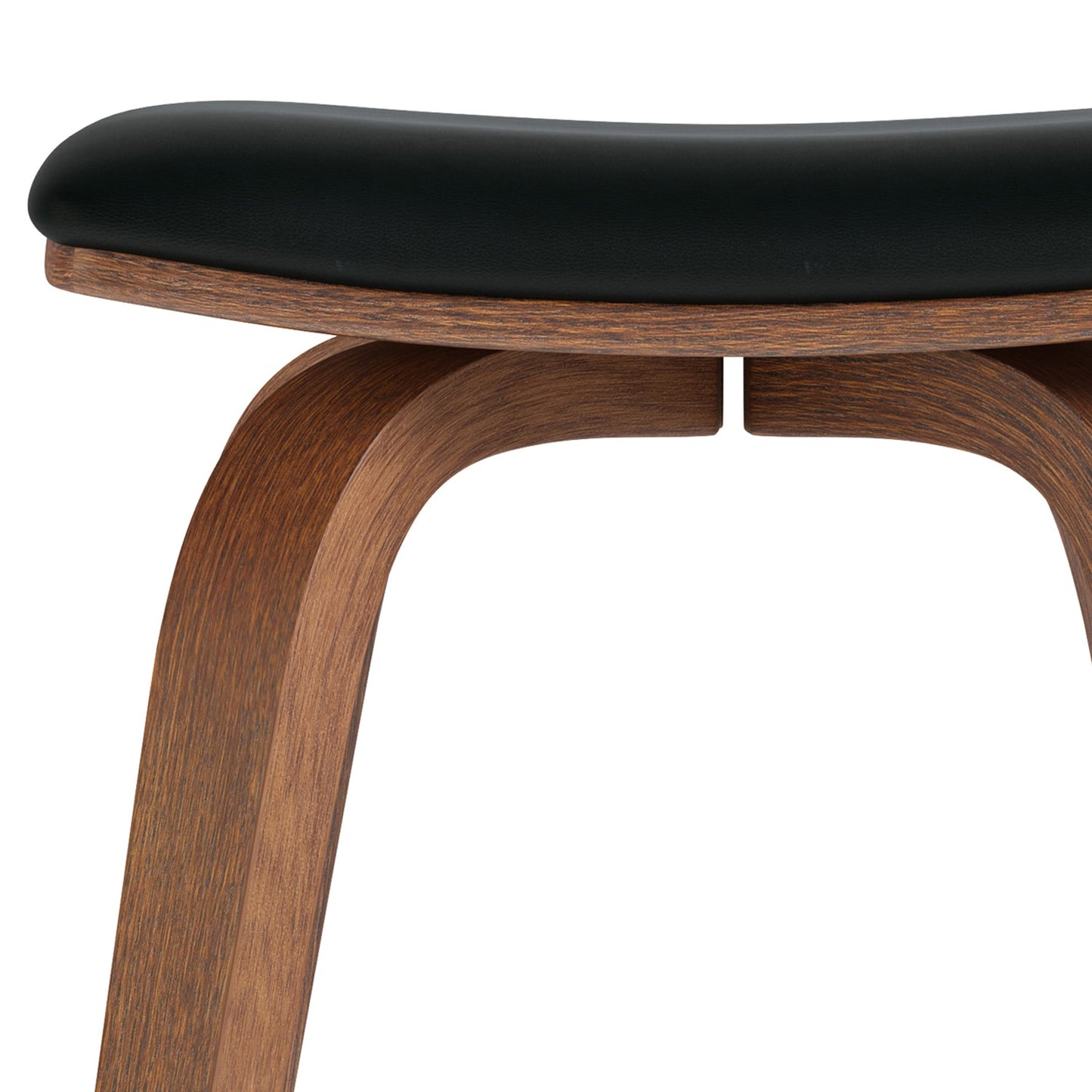 Upholstered Backless Bar Stool with Wooden Curved Legs and Metal Footrest, Set of 2