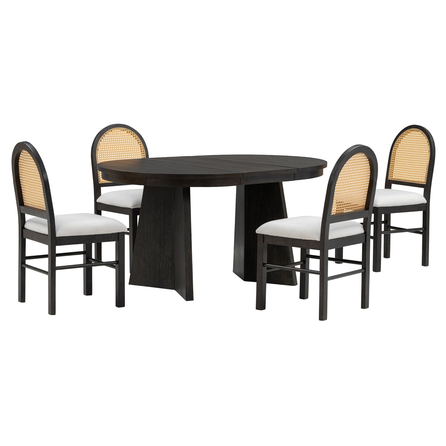 Monza 5-Piece Dining Set with Extendable Oval Table and 4 Upholstered Chairs