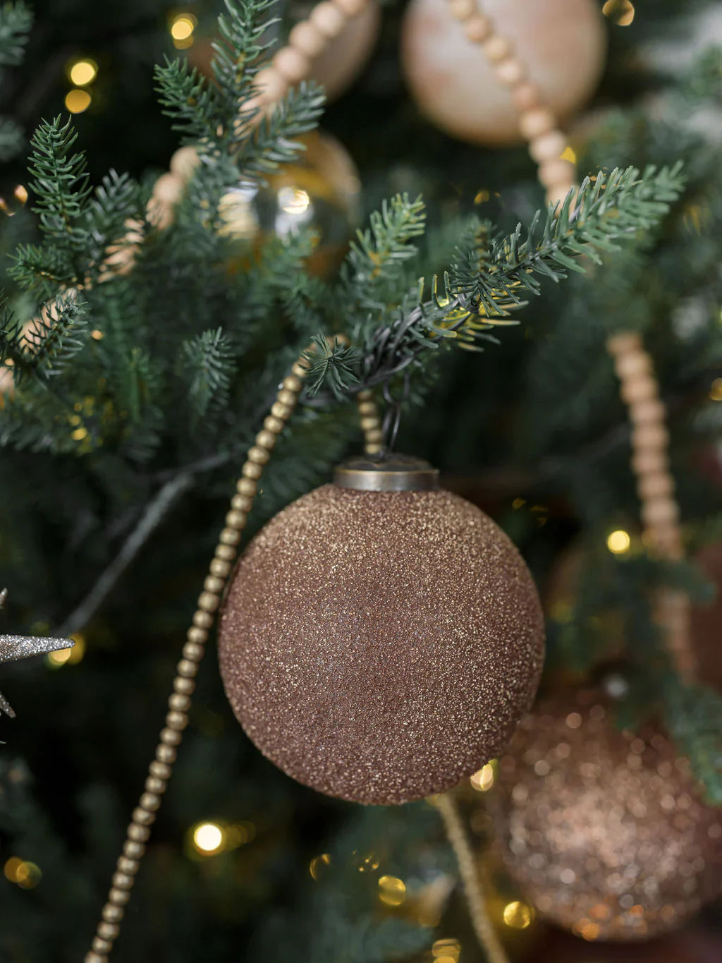 4" Textured Cinnamon Glass Ornament, Set of 4