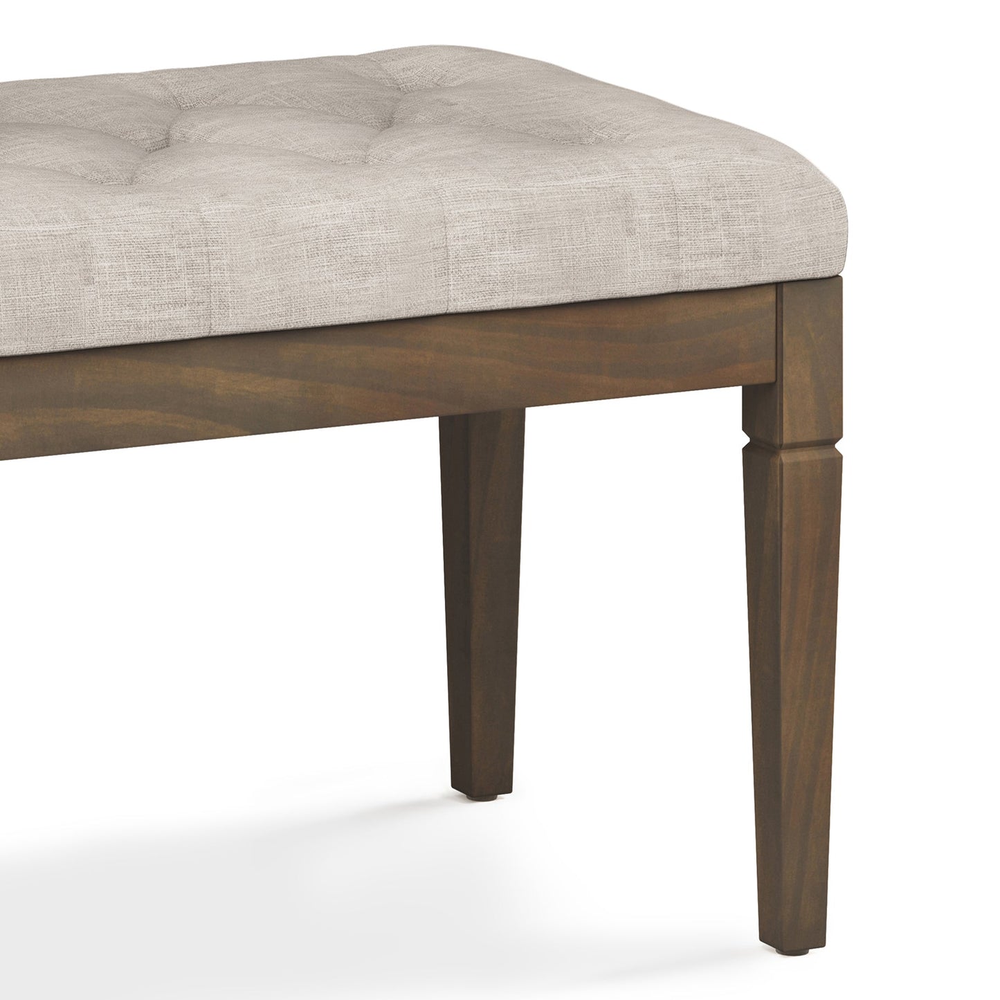 Flourishing Small Upholstered Tufted Ottoman Bench with Carved Legs