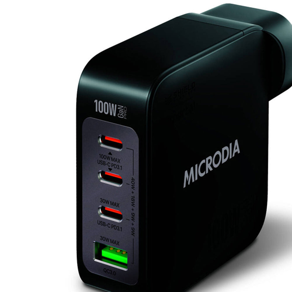 Microdia SmartCube Nano 100W 4 Port GaN Wall Charger - Black
