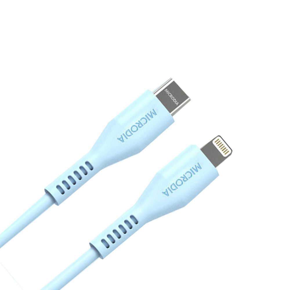 Microdia Fruitywire Silicone PD60W USB-C to 8-Pin Cable 1.3m Baby Blue