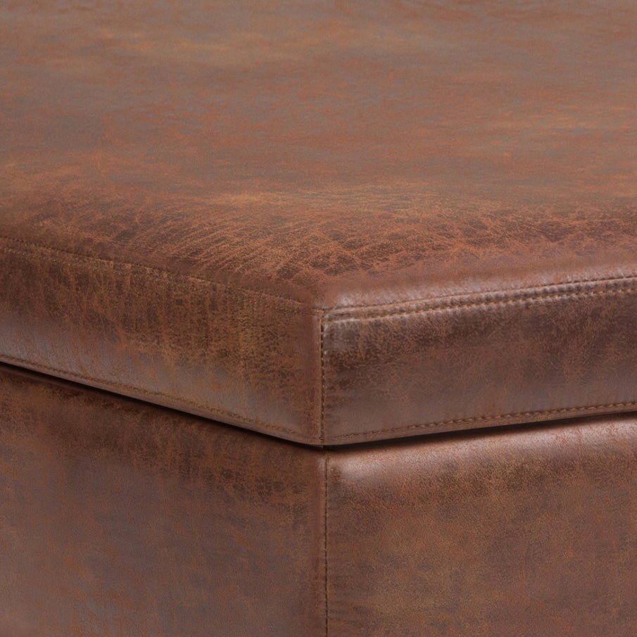 Venture 40"W Square Flip Top Ottoman with Wood Frame
