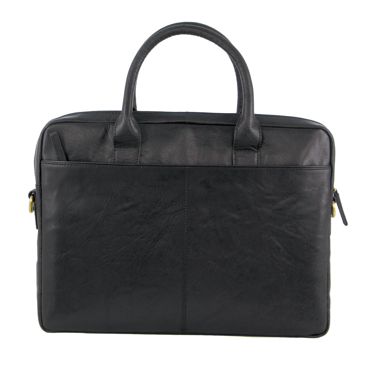 Pierre Cardin Leather 15" Multi-Handle Laptop Bag (Black)