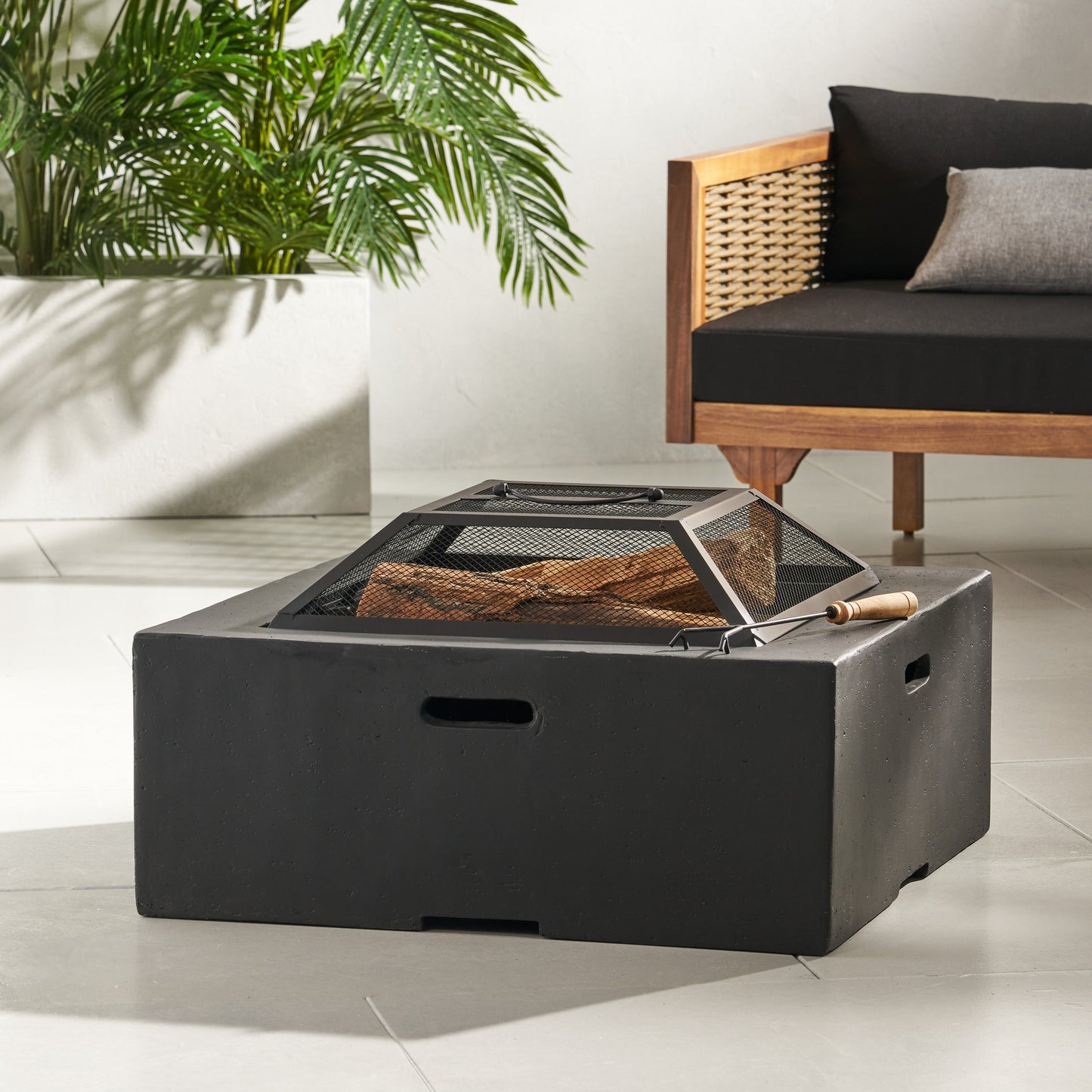 Outdoor Square Wood Burning Firepit