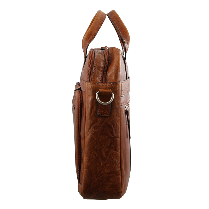 Pierre Cardin Italian Leather 15" Laptop Briefcase Bag (Chestnut)