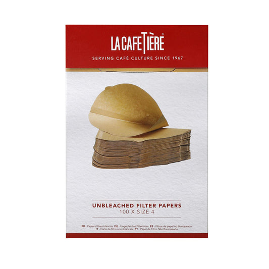La Cafetiere 100 Pieces 19cm Unbleached Coffee Filter Papers Size 4 (Brown)