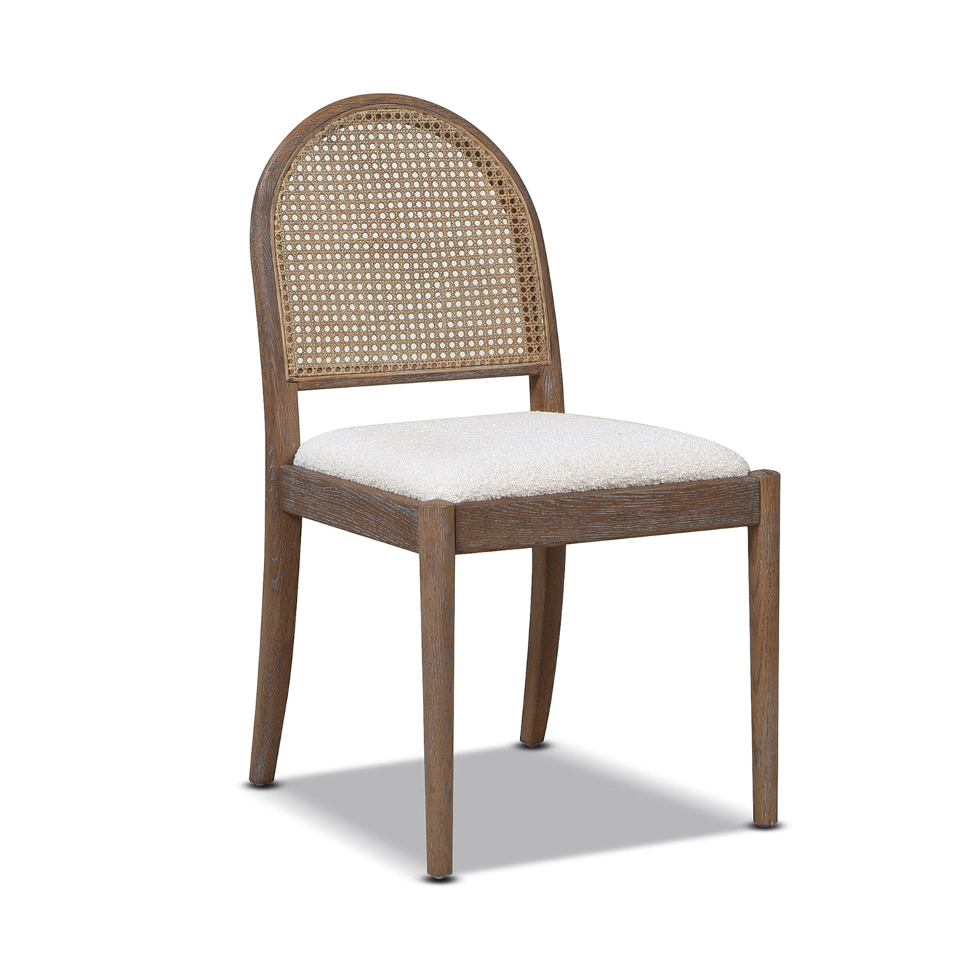 Dining Chair with Curved Cane Rattan Back, Set of 2
