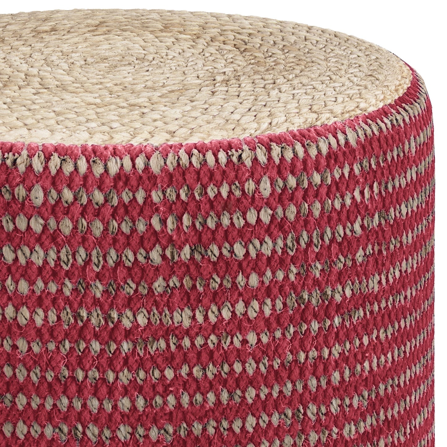 Multi-functional Handcrafted Round Pouf with Hand Braided Jute