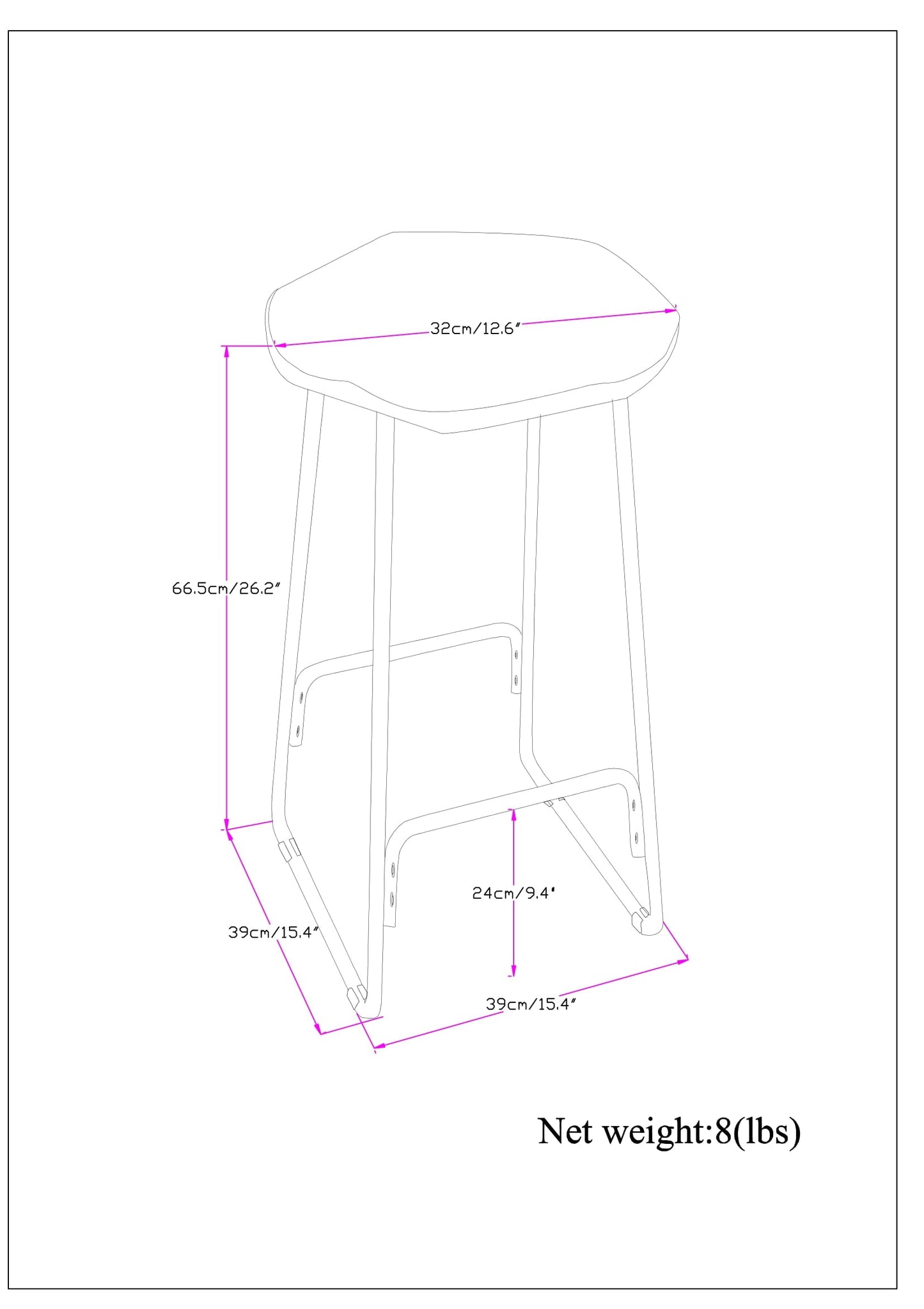 Backless Round Counter Stool with Metal Sled Base and Footrest, Set of 2