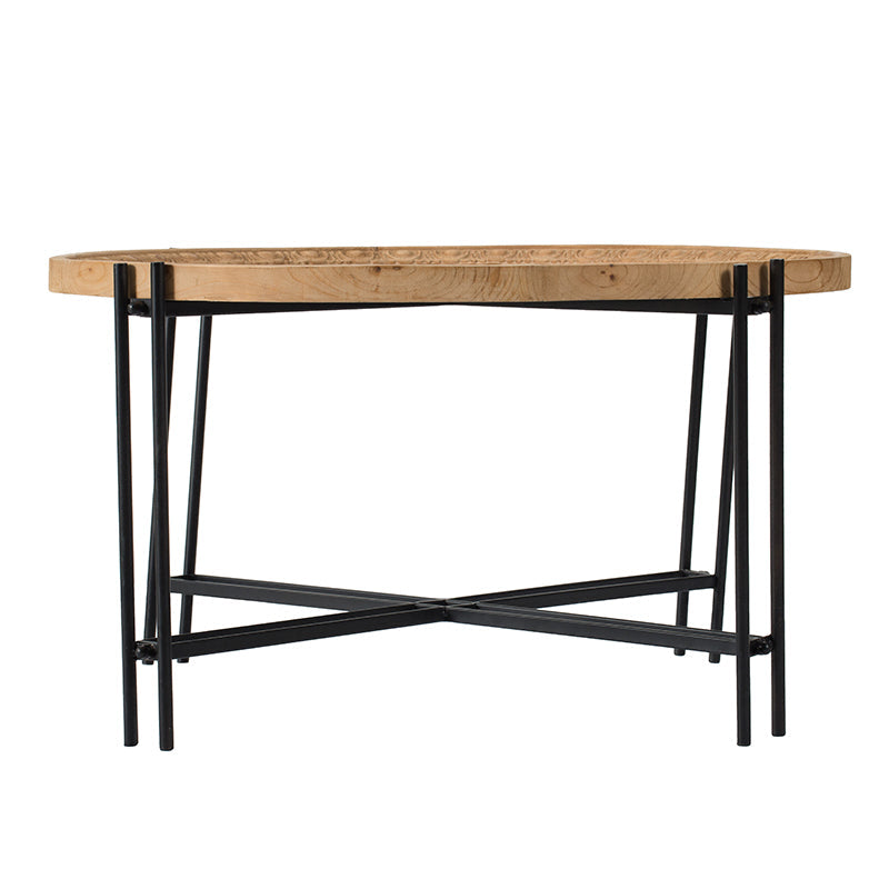 Round Wooden Round Coffee Table with Metal Legs