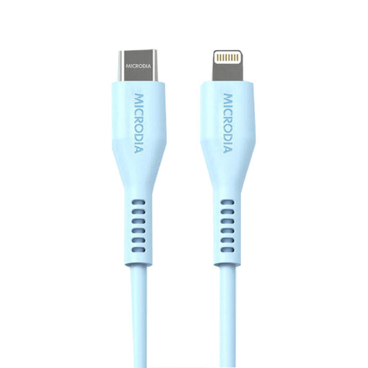 Microdia Fruitywire Silicone PD60W USB-C to 8-Pin Cable 1.3m Baby Blue