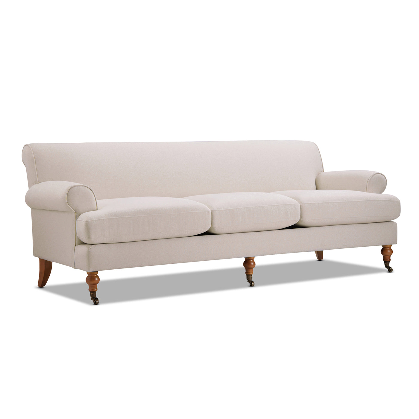 Creations Upholstered Sofa with Metal Casters and 3 Cushions Tightback