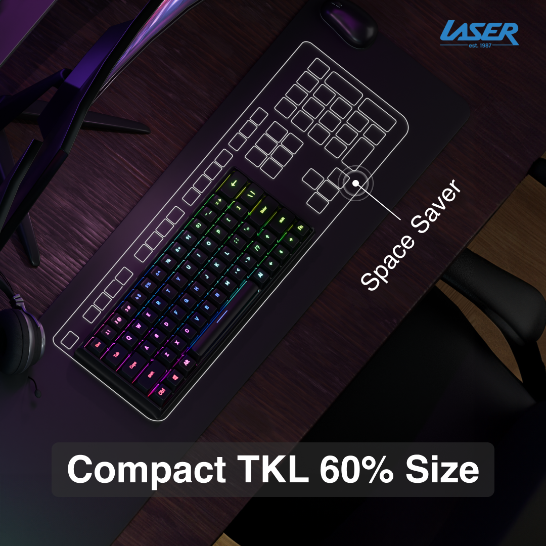 Laser Gaming Mini Mechanical Keyboard with RGB Backlight (Black)