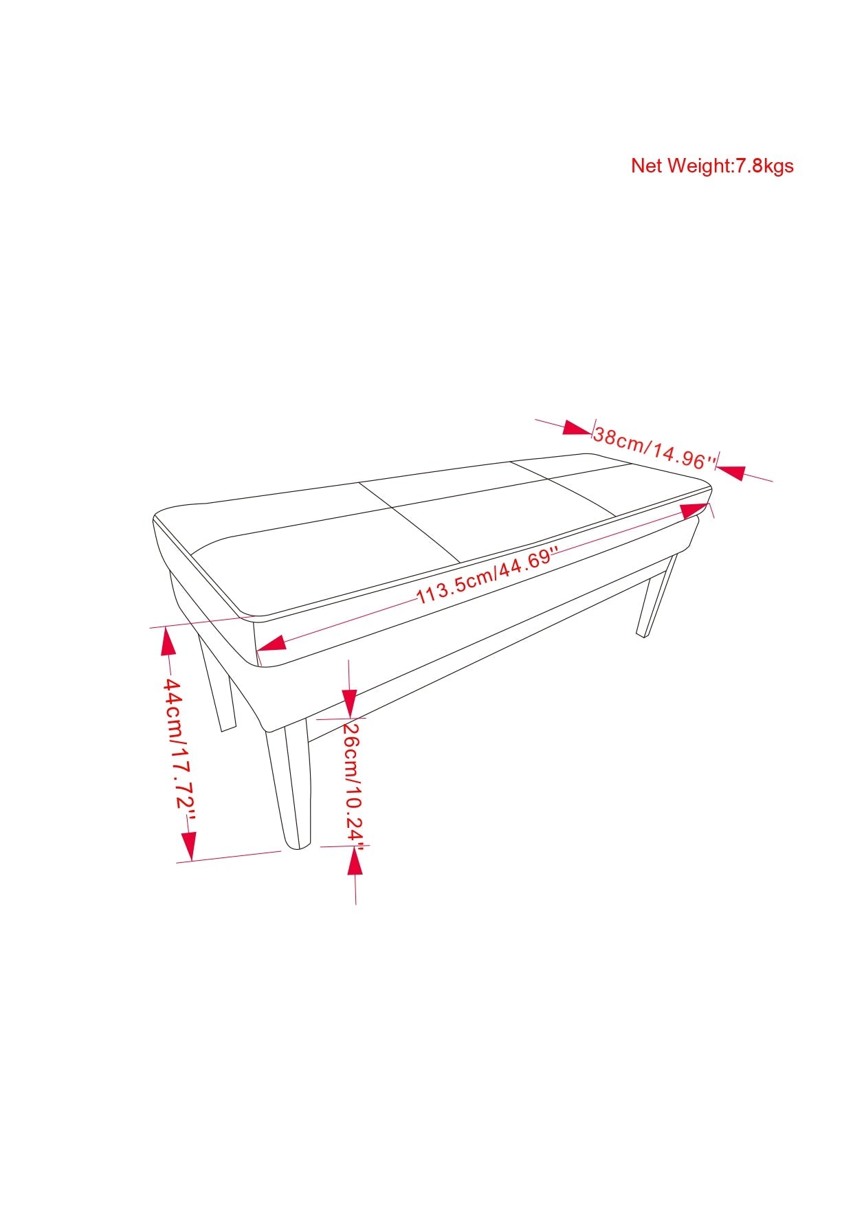 Nocturne 45.28" Ottoman Bench with Stitching Detail