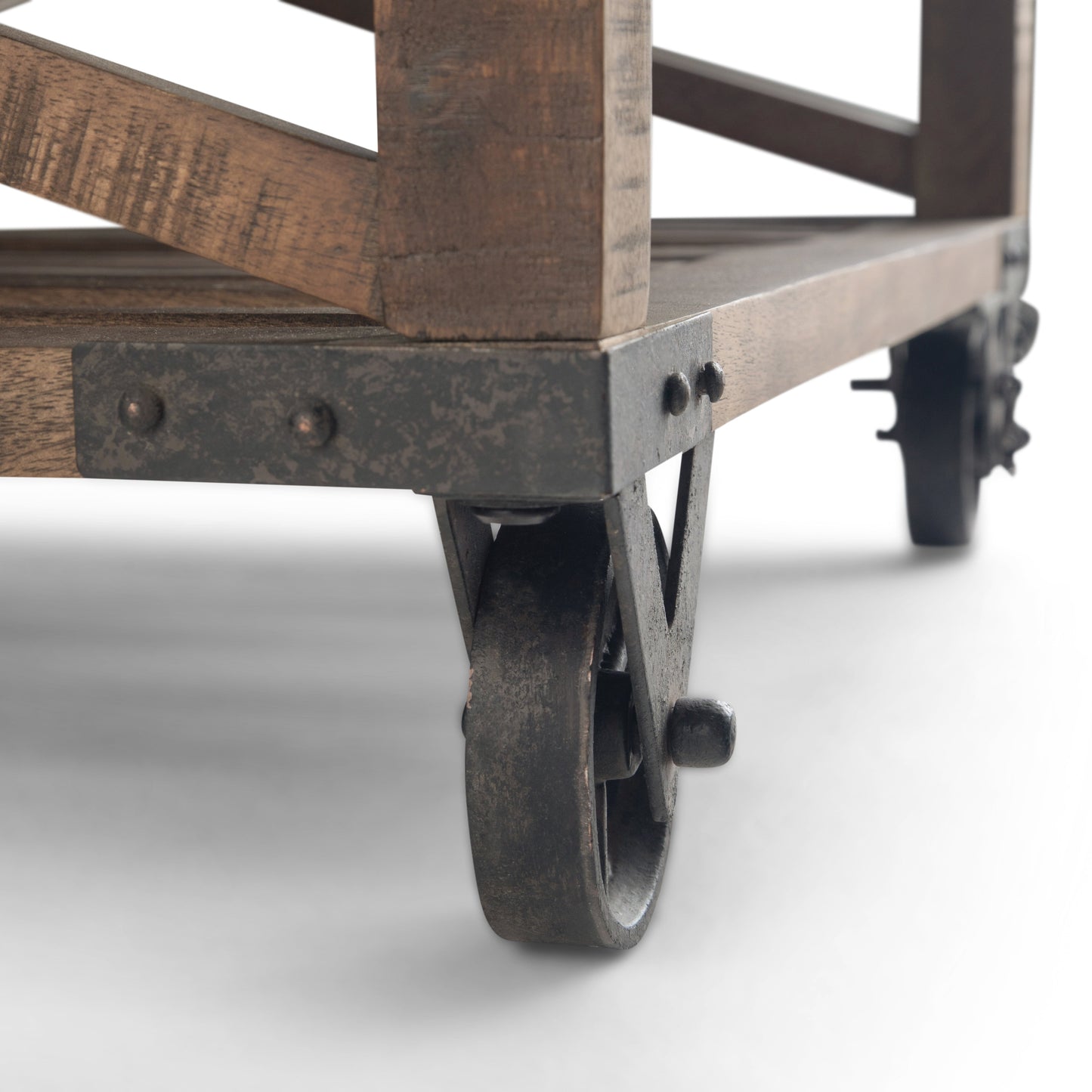 Square Coffee Table with Bottom Shelf and Wheels