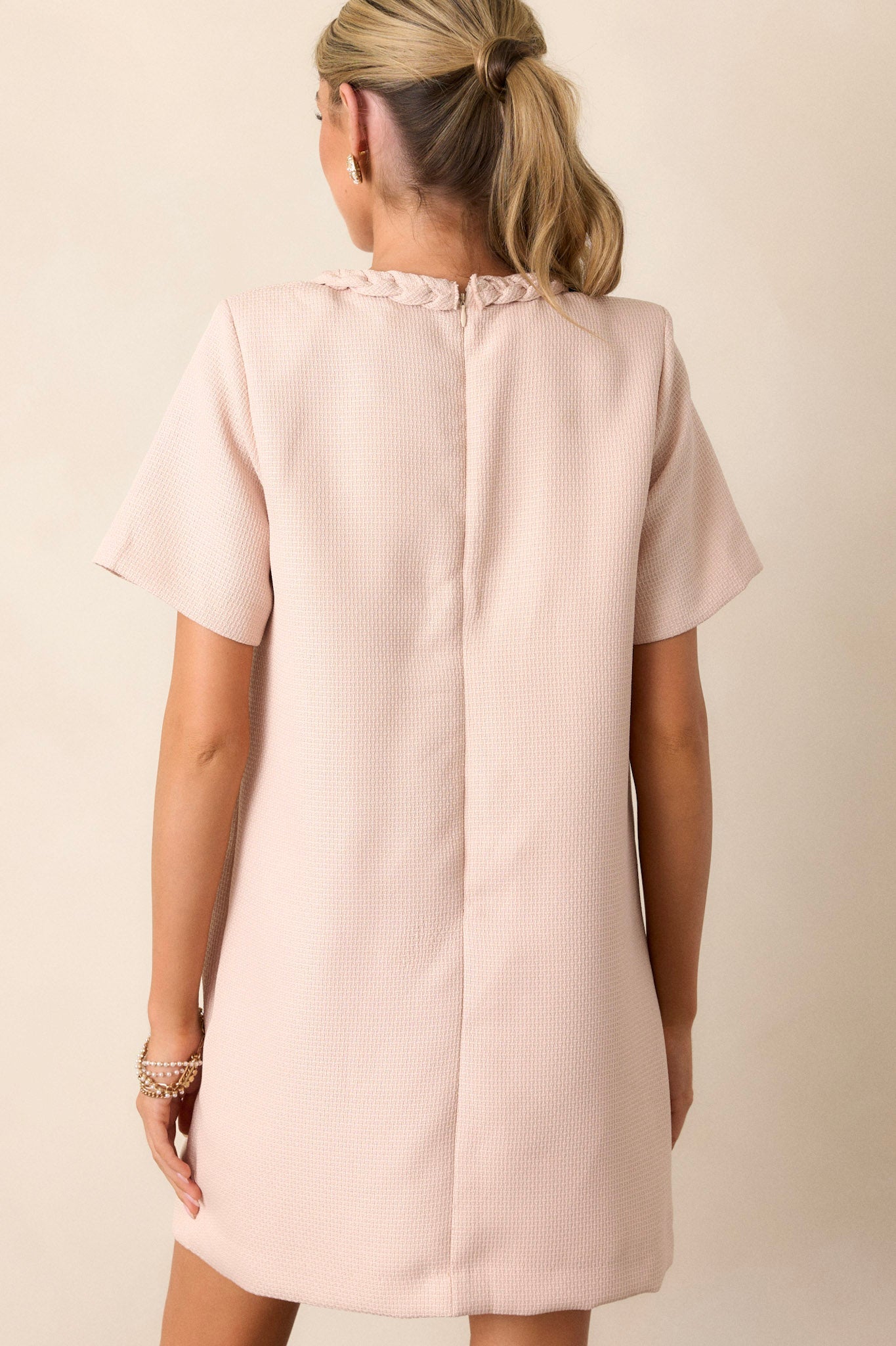 Stay The Same Taupe Tweed Mini Dress