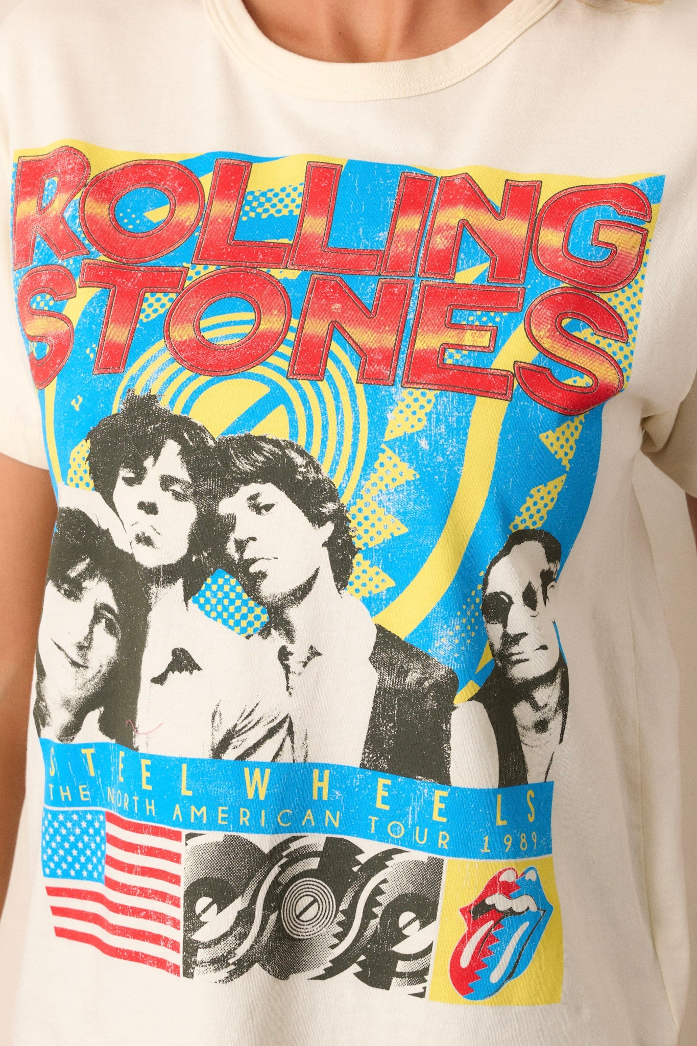 Rolling Stones Steel Wheels Vintage Stone Ringer Tee
