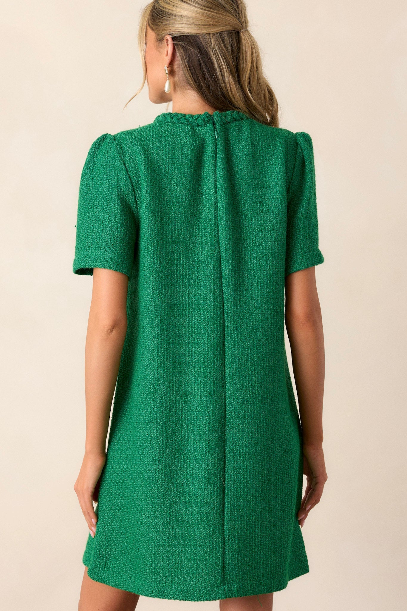 Midsummer Nights Green Tweed Mini Dress