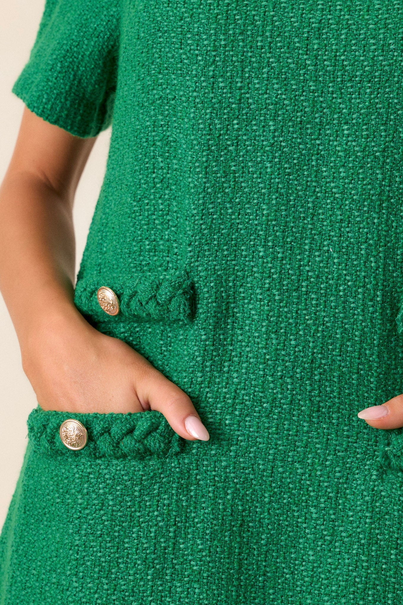 Midsummer Nights Green Tweed Mini Dress