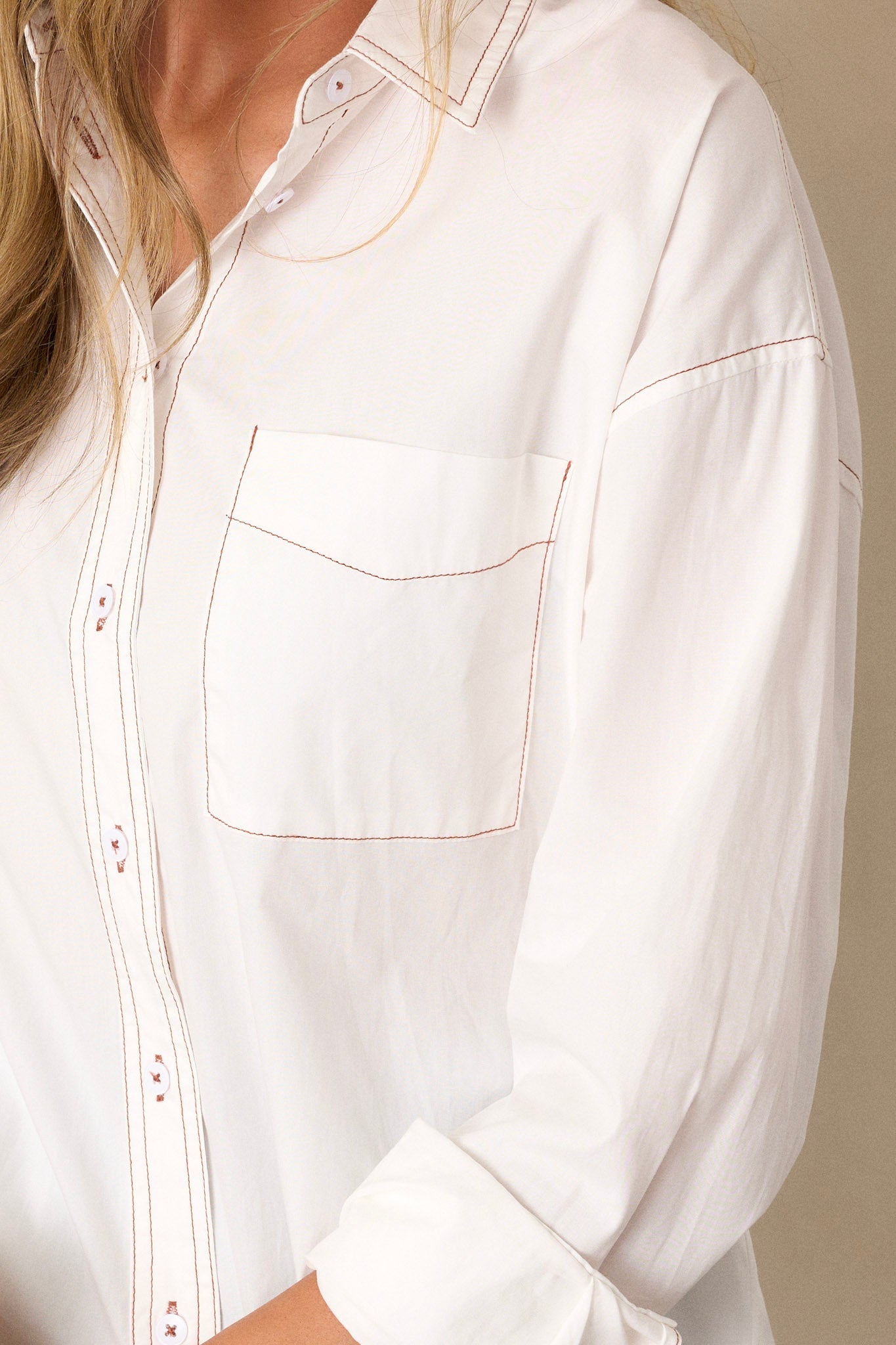 Inside Scoop 100% Cotton Ivory Button Front Top
