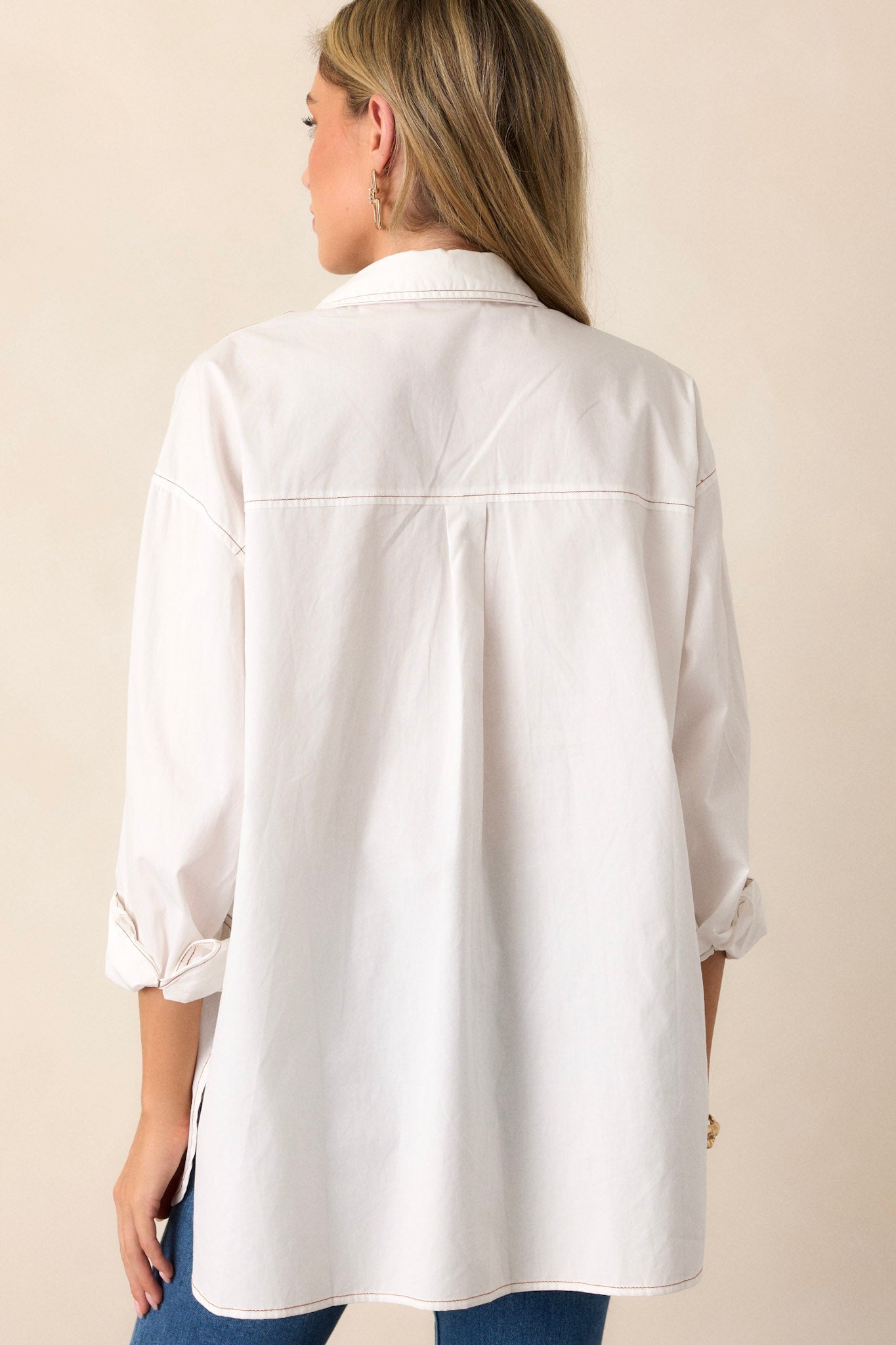 Inside Scoop 100% Cotton Ivory Button Front Top