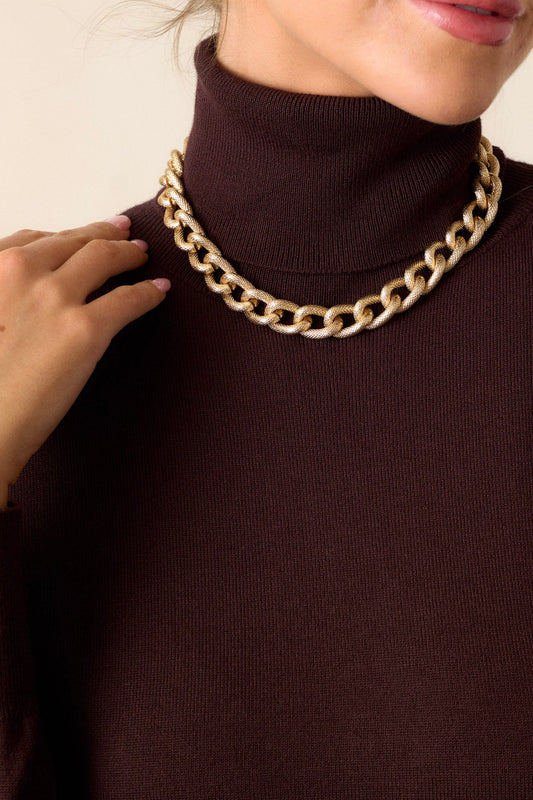 Looking Forward To It Gold Textured Necklace