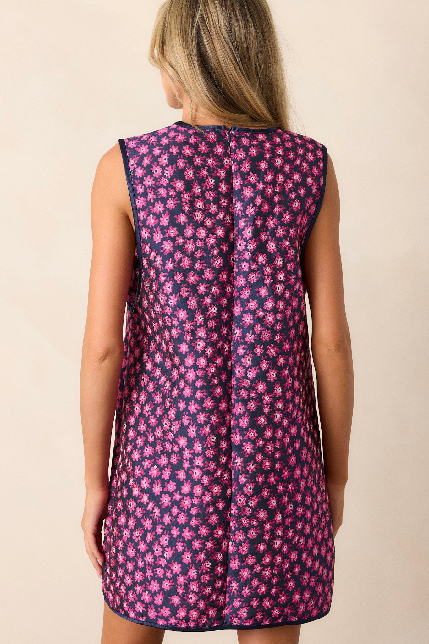 Serene Blossoms Magenta Floral Mini Dress