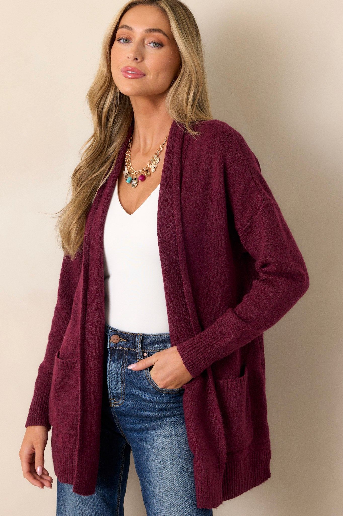 Pocketful Of Fun Times Berry Cardigan