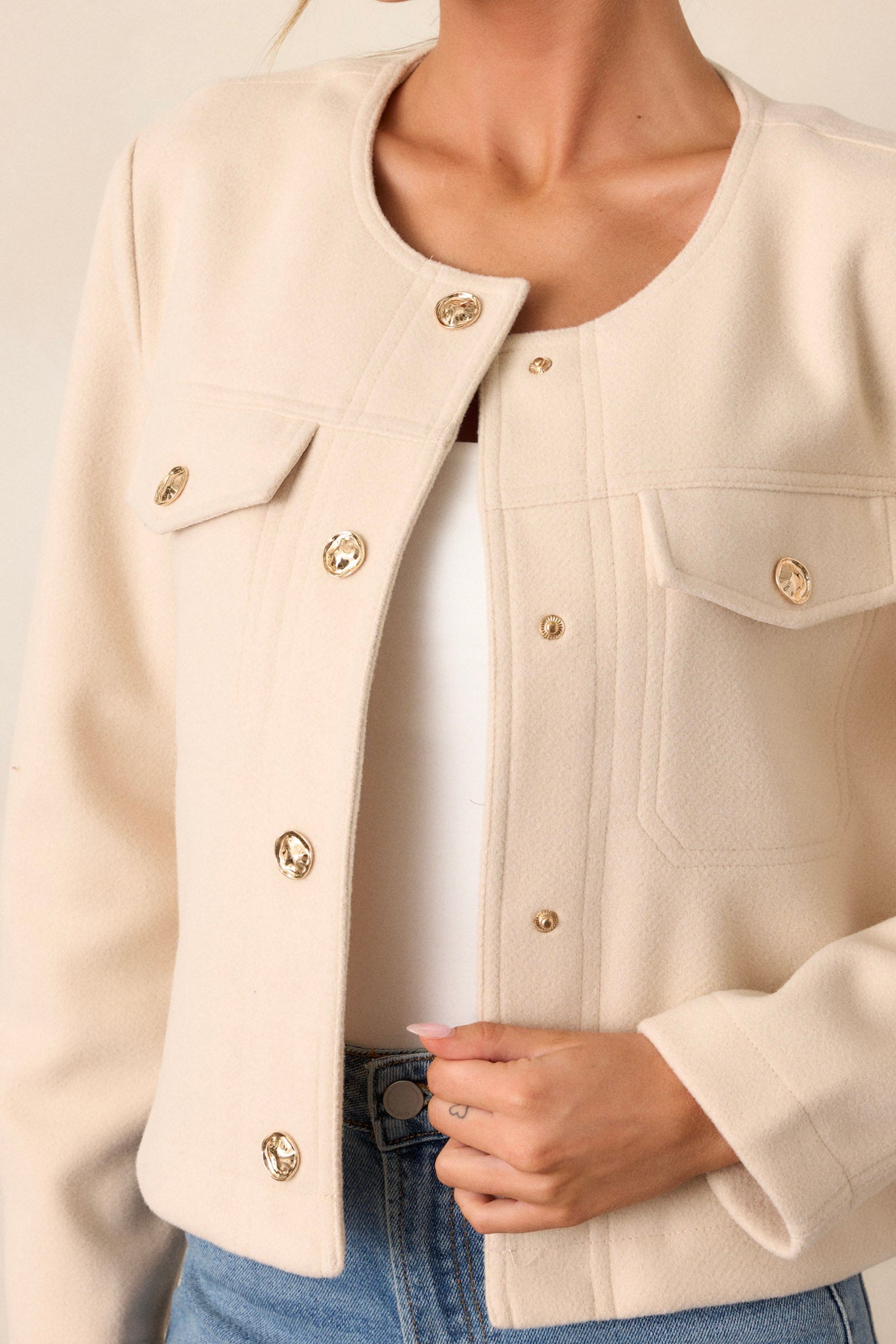 Many Directions Ivory Cropped Tweed Jacket