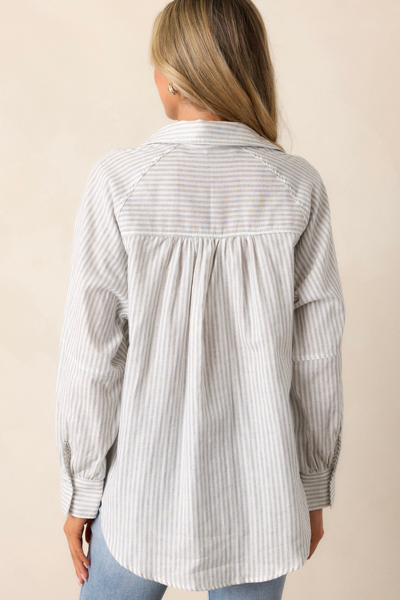 Timeless Flow 100% Cotton Grey Button Front Top