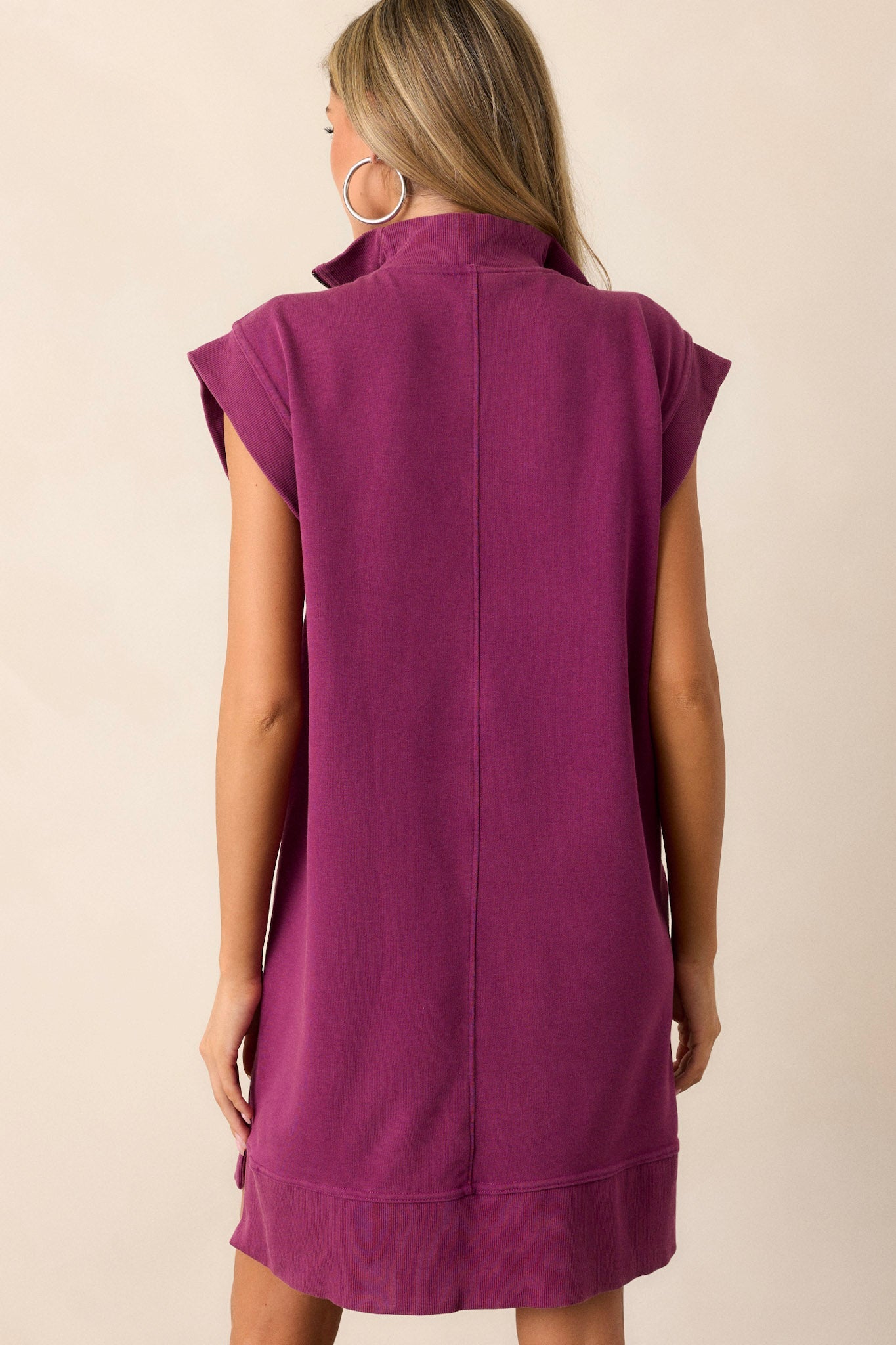 Shadowed Splendor 100% Cotton Pink Magenta Zip Front Mini Dress