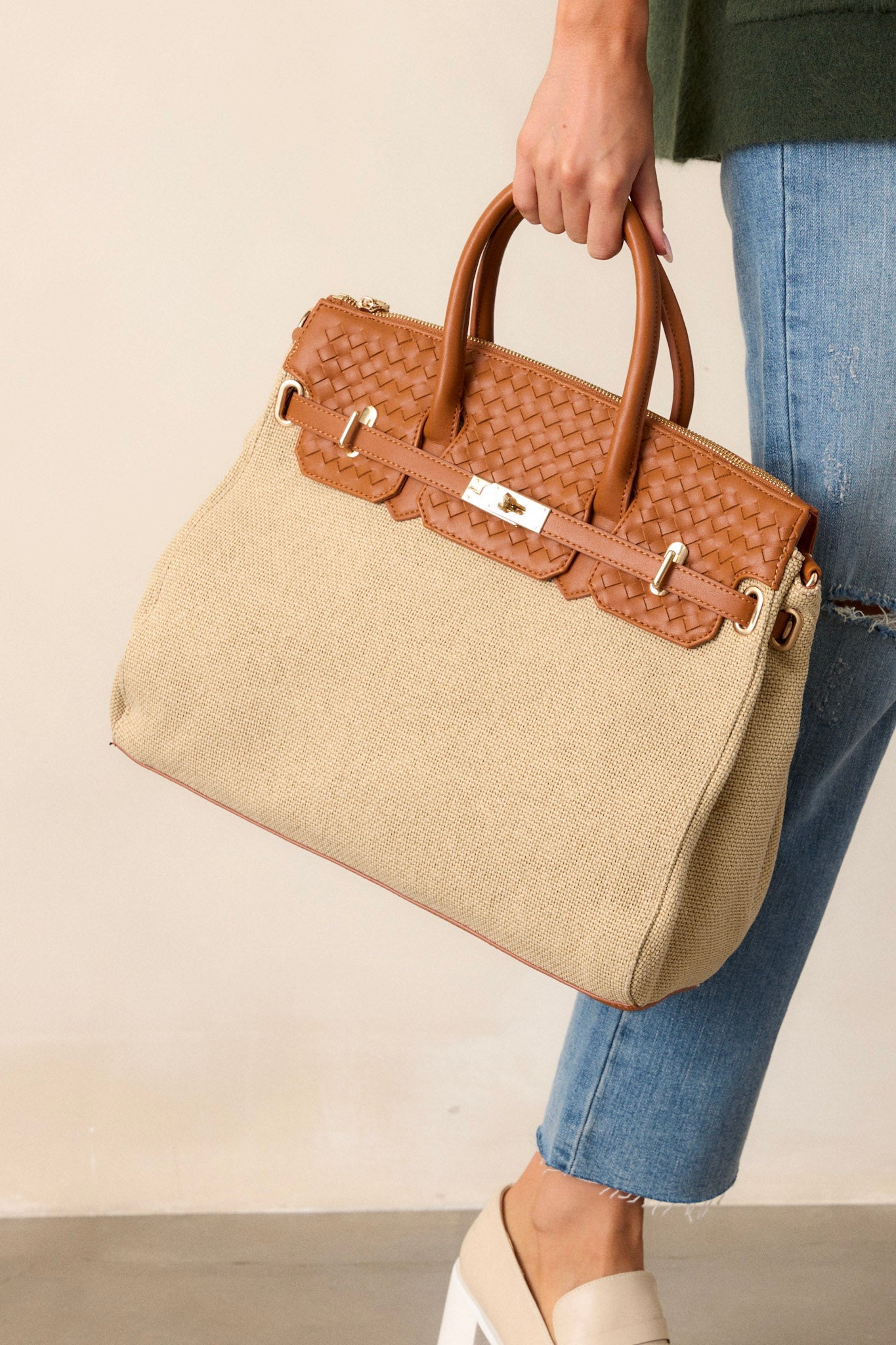 Under The Surface Tan Structured Tote Bag