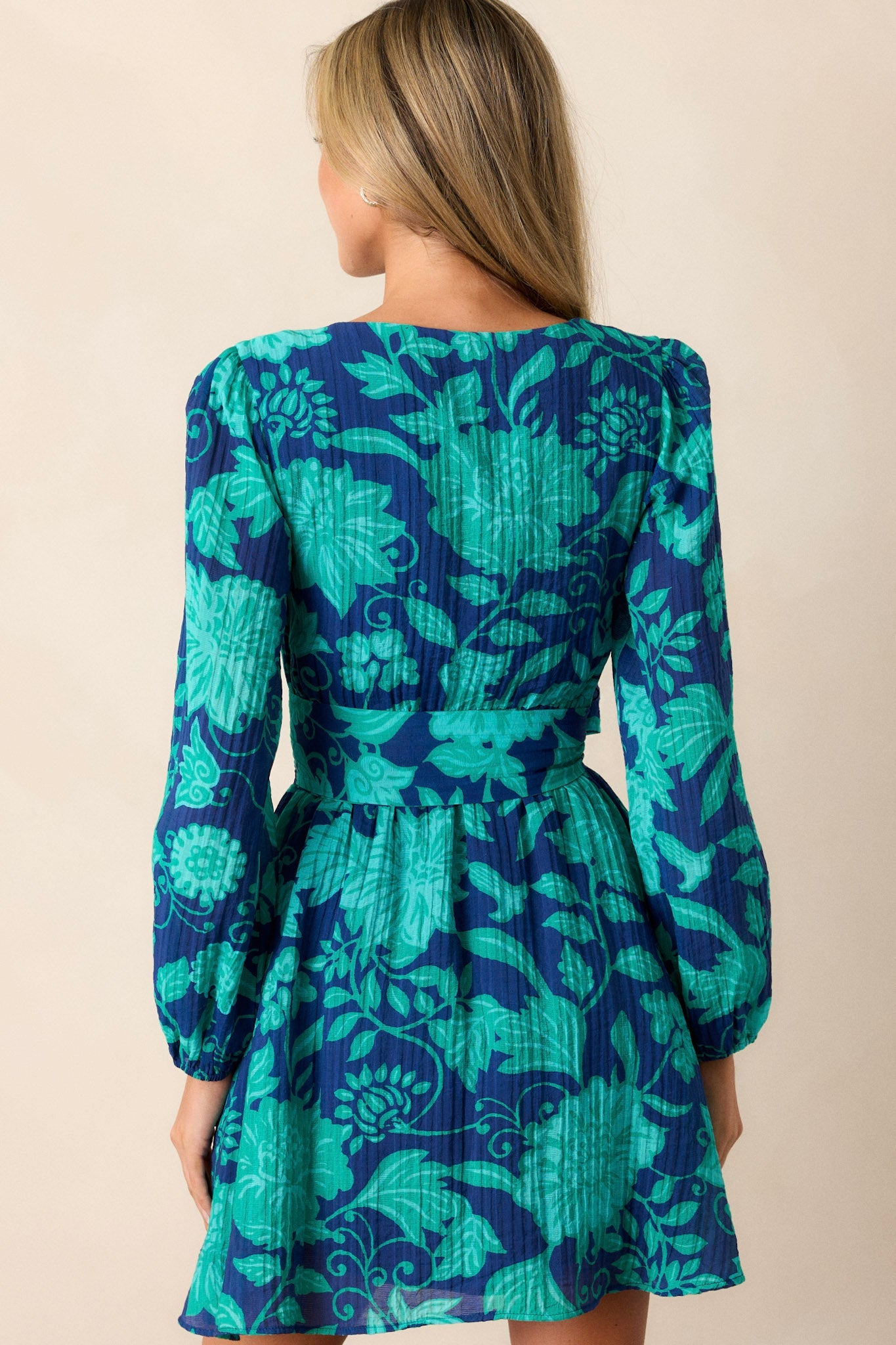 MINKPINK Connie Navy Floral Long Sleeve Mini Dress