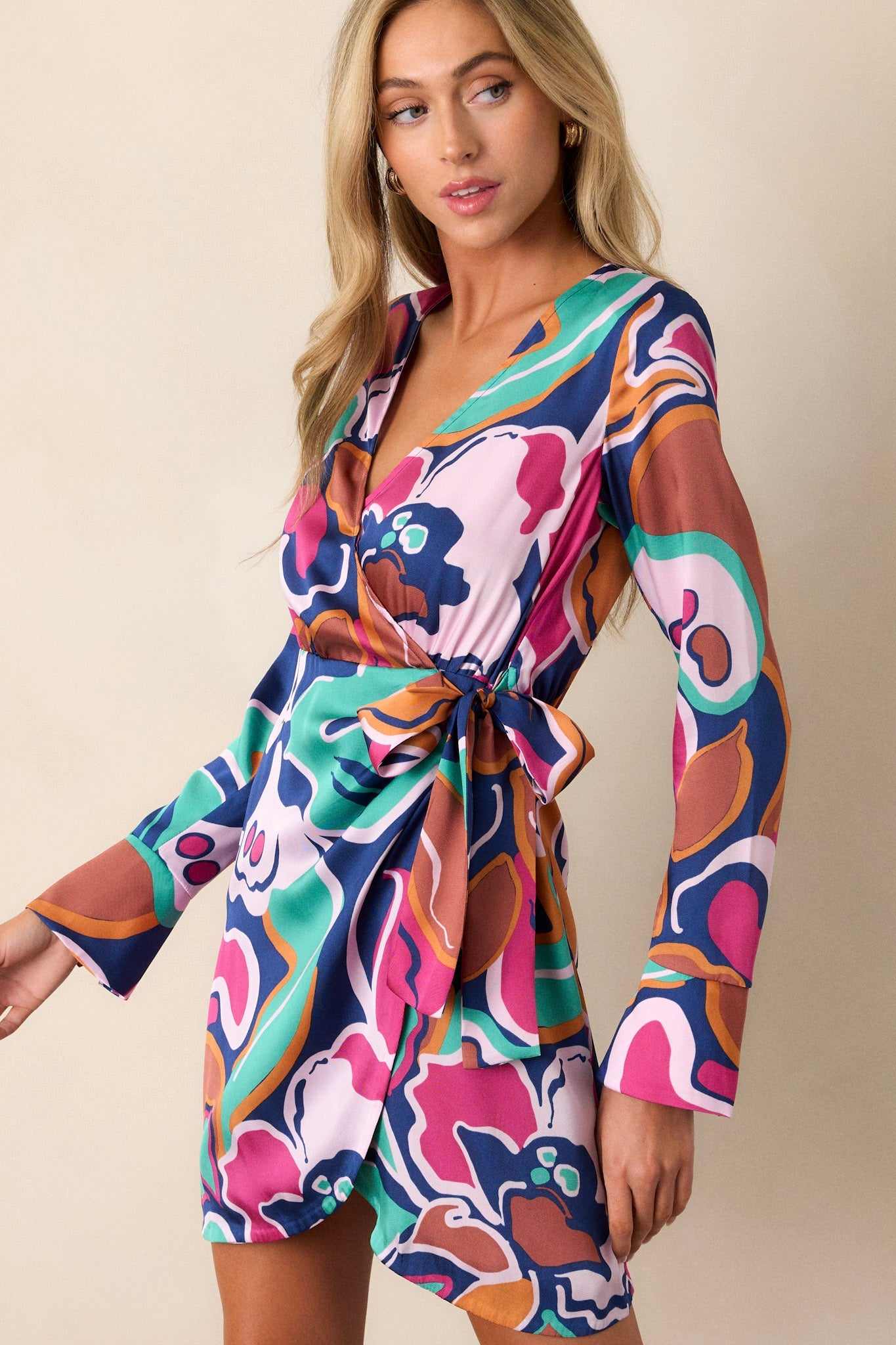MINKPINK Lottie Abstract Floral Wrap Mini Dress