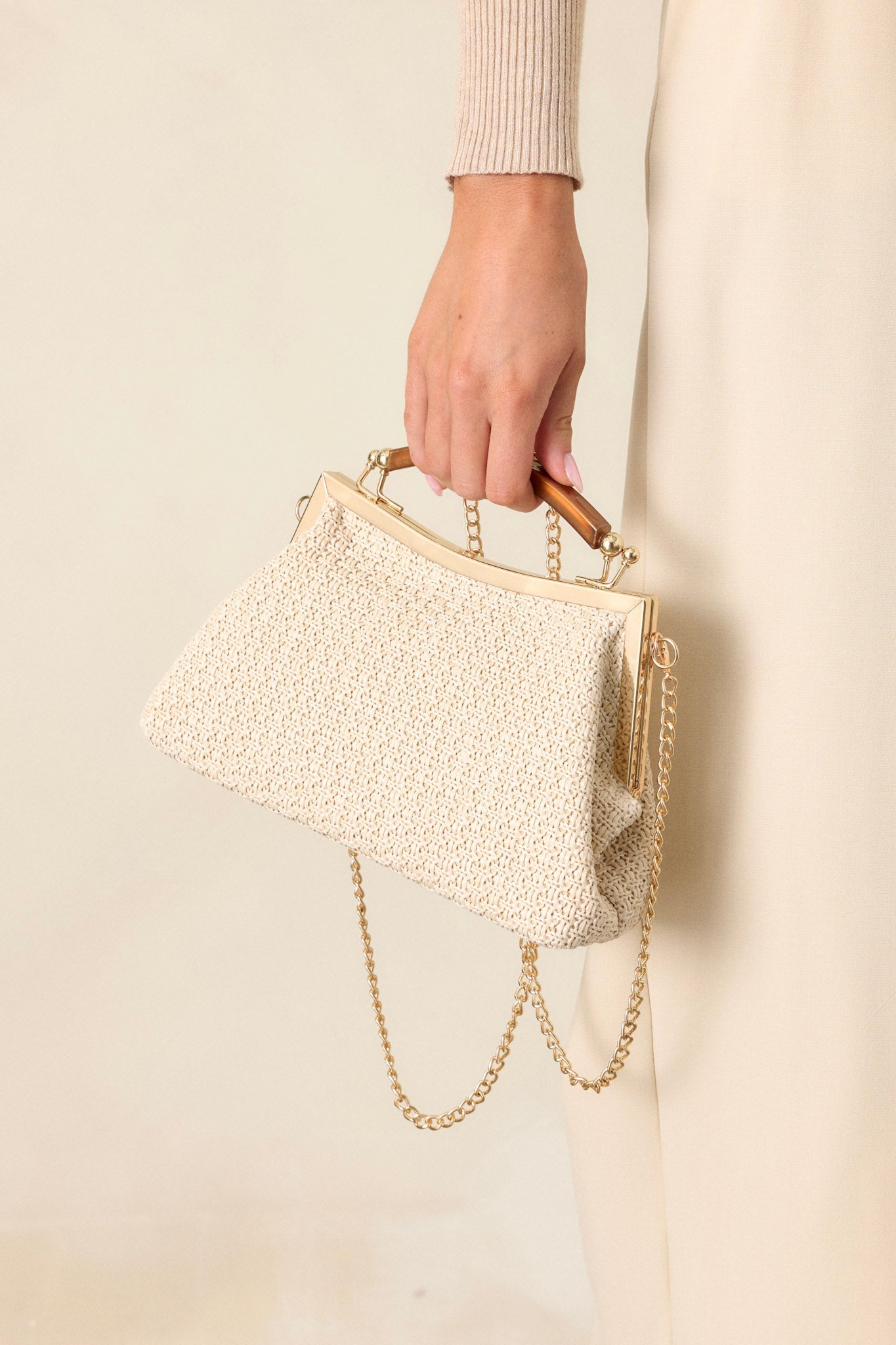 Talk Of The Town Natural Woven Handbag