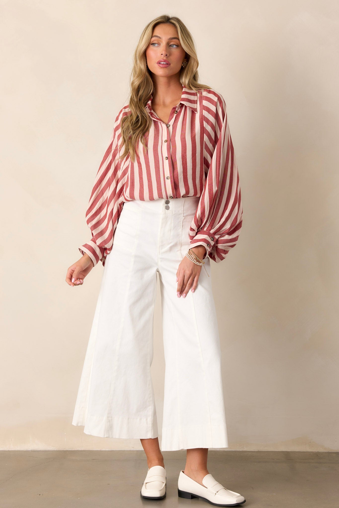 Navigating Life Ivory Denim Palazzo Jeans