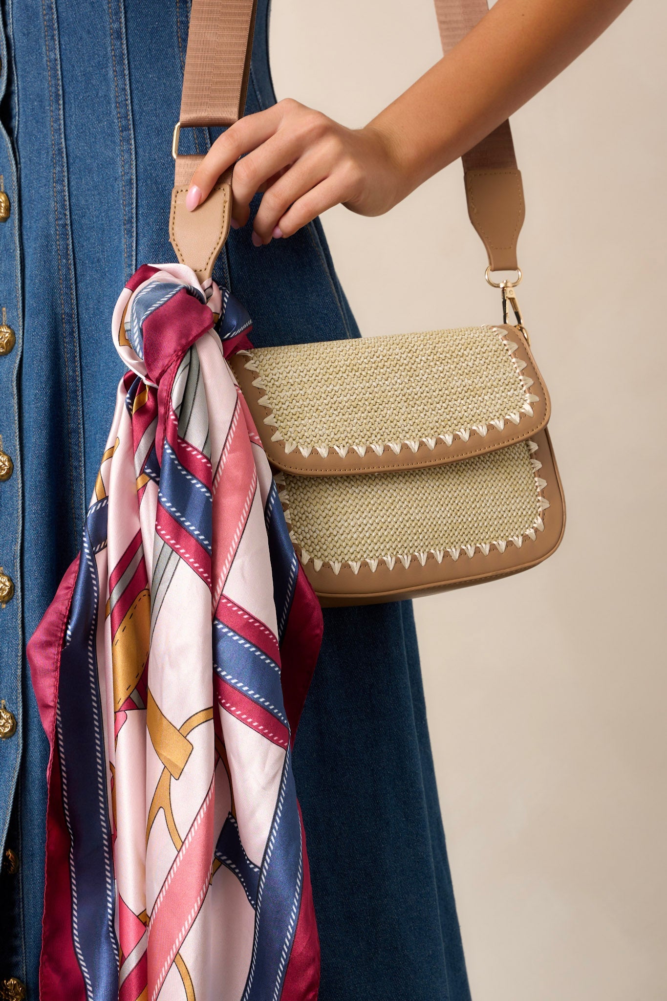 Golden Horizon Natural Woven Tan Handbag