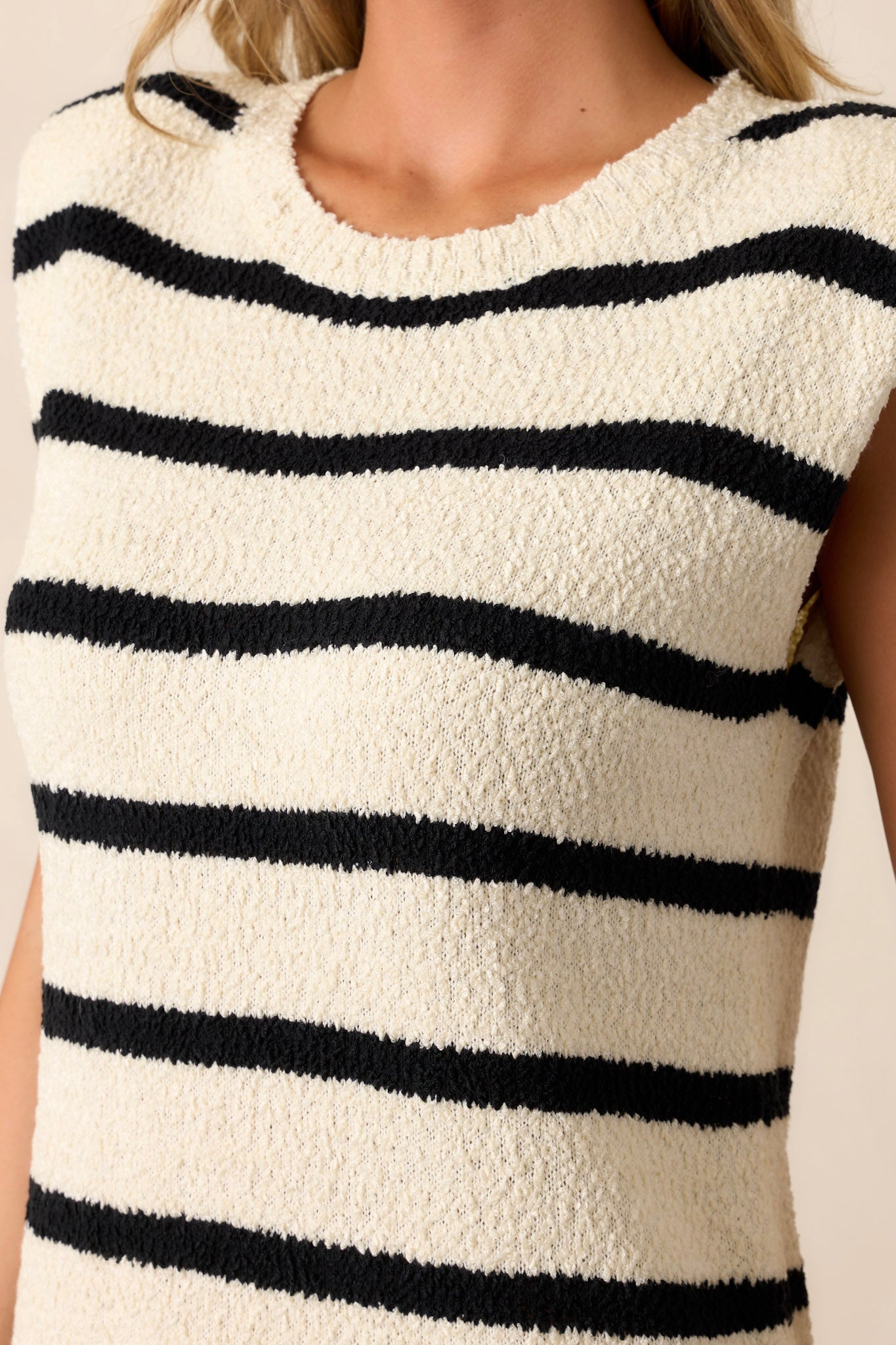 See You Soon Ivory Stripe Midi Dress