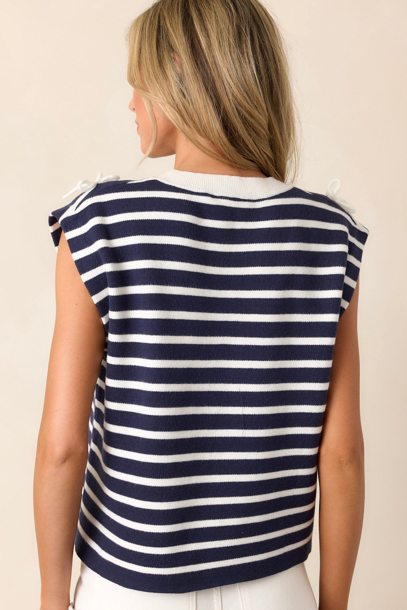Sweet Melissa Navy Stripe Cap Sleeve Top