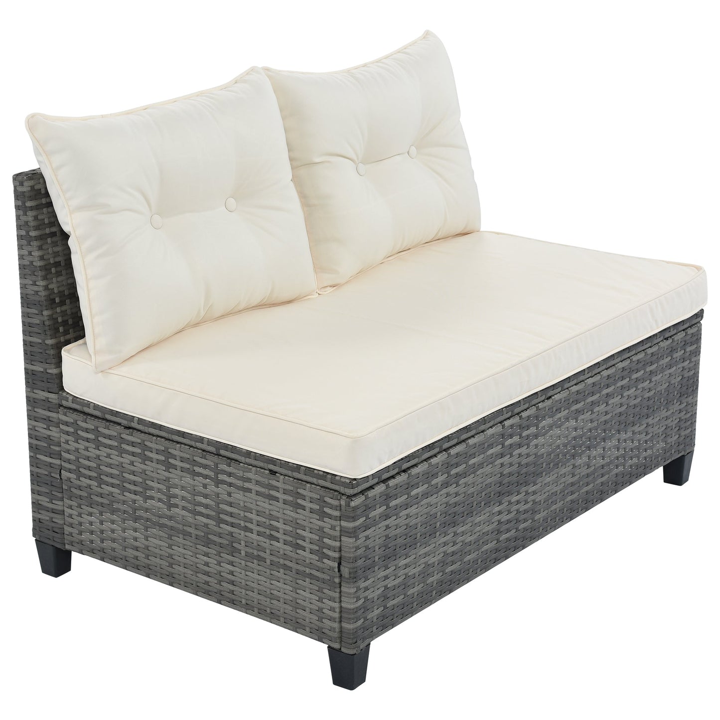 8-Piece Outdoor Wicker Round Sofa Set with Rectangular Coffee Table